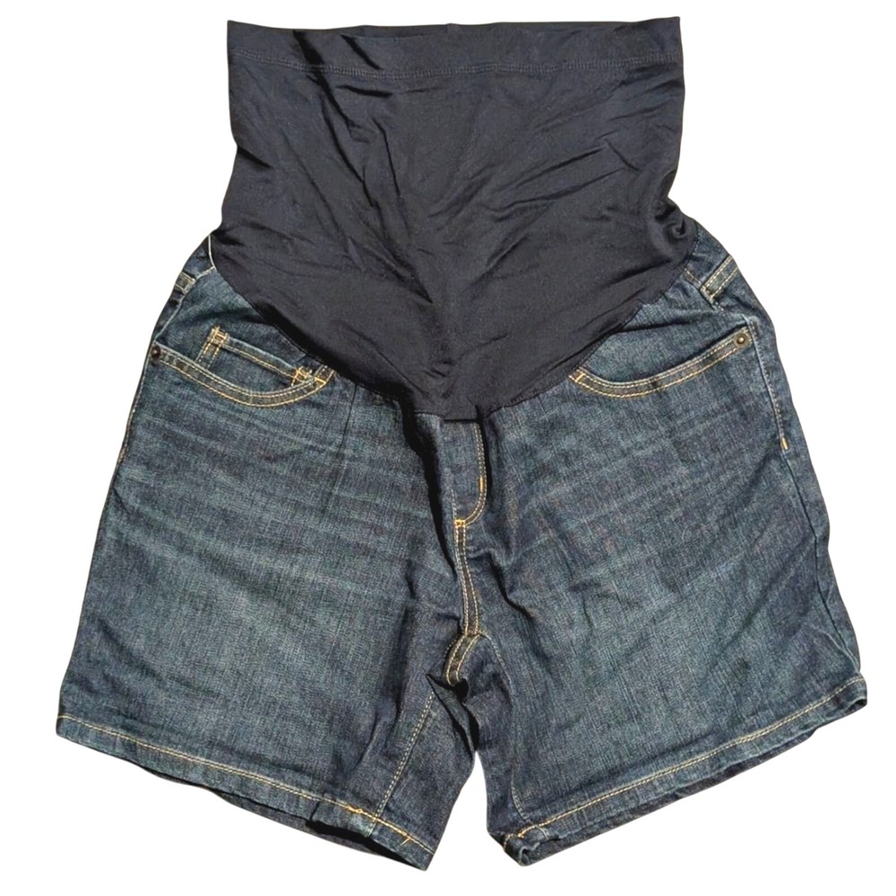 NEW LIZ LANGE Maternity XS Extra Small Shorts Dark Denim Jean Full Panel NWT